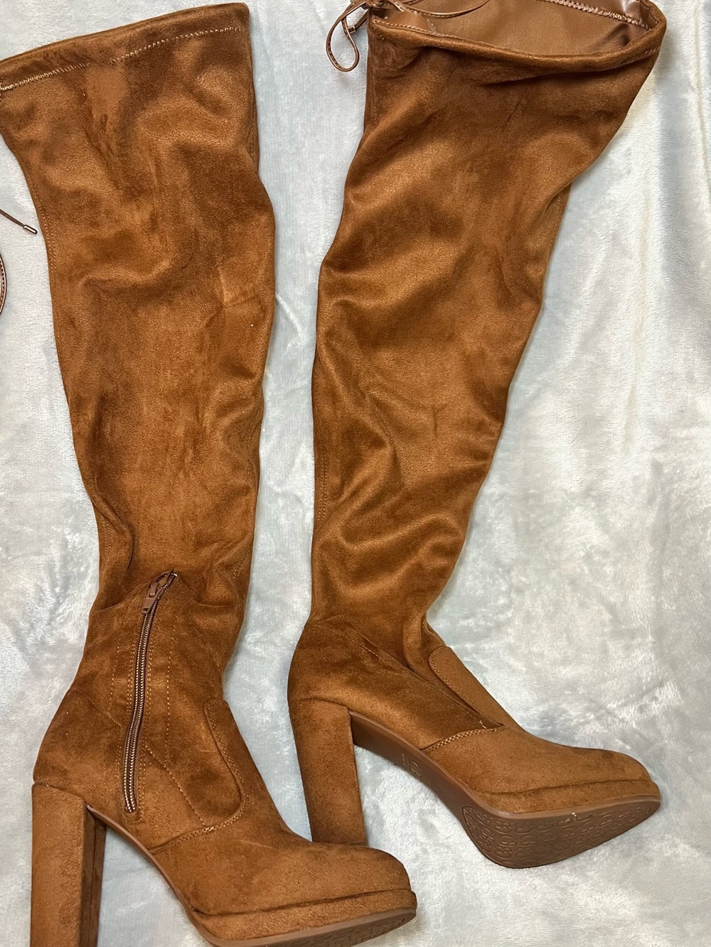Gianni Bini Brown Suede Over-the-Knee Platform Boots
